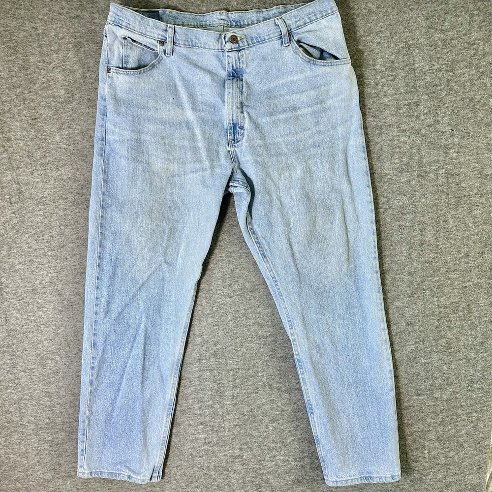 Wrangler Jeans Mens 40x30 Blue Light Wash Straight Denim Stretch 5 Pocket Casual